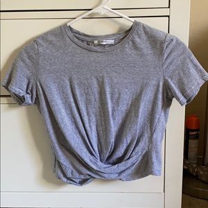 Cropped Zara shirt, cute, striped, twisted hem